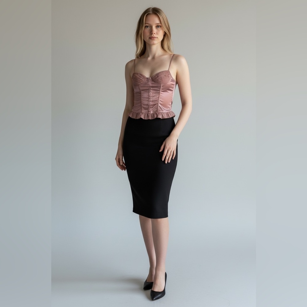 PrettyLittleThing Satin Corset Top (Size 4) Mauve
